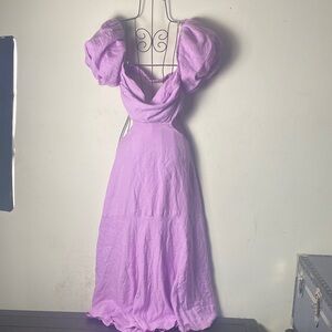 Astr Lavender Puff Sleeve Maxi Dress